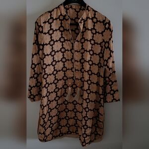 NEW Silky Women's Light Brown and Black Printed Tunic, S/M